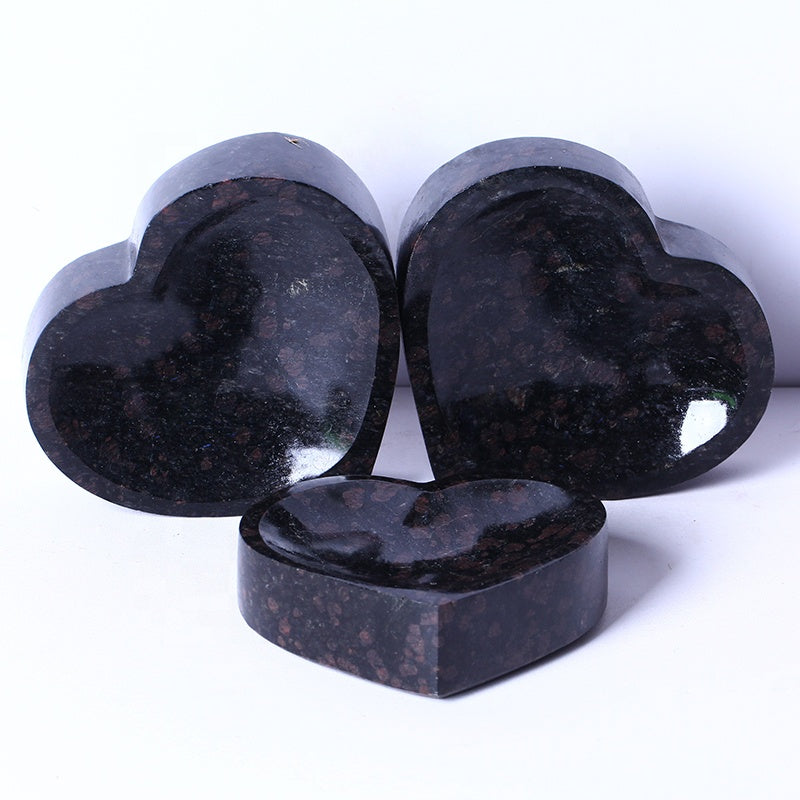 Wholesale Gemstone Hand Carved Healing Pulm Tourmaline Heart Bowl Natural Crystal Bowl For Decoration