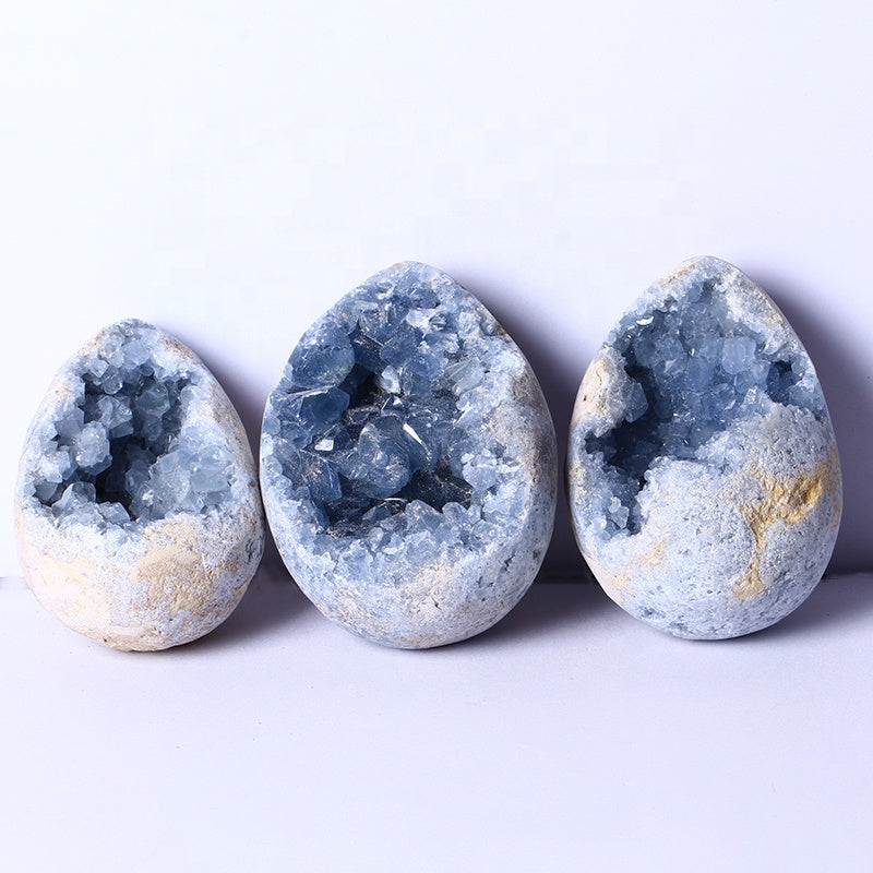 Wholesale Healing Natural High Quality Quartz Crystal Crafts Celestite Cluster Egg For Home Decoration