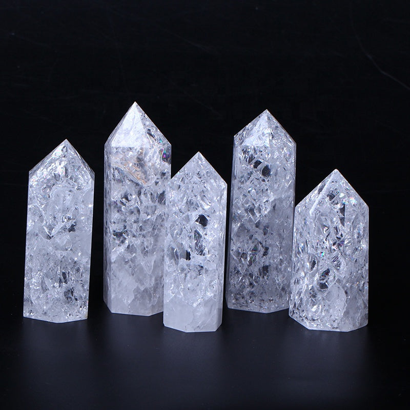 Wholesale Clear Quartz Snow Cracked Crystal Point Tower White Quartz Towers Crystal Points For Healing