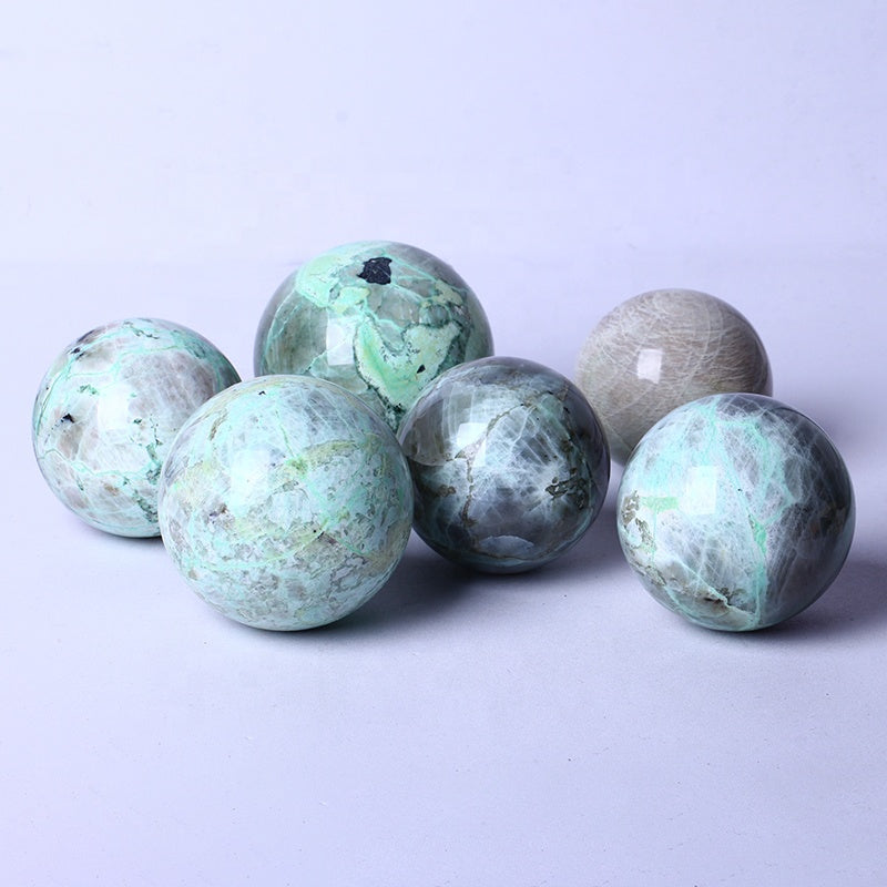 Wholesale Polished Healing Quartz Crystal ball High Quality Natural Gemstone Green Moonstone Crystal Spheres For Decoration