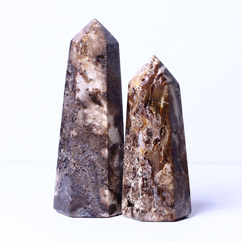 Wholesale Natural Healing Crystal Reiki Gemstone Black Opal Tower Point Wand For Home Decoration
