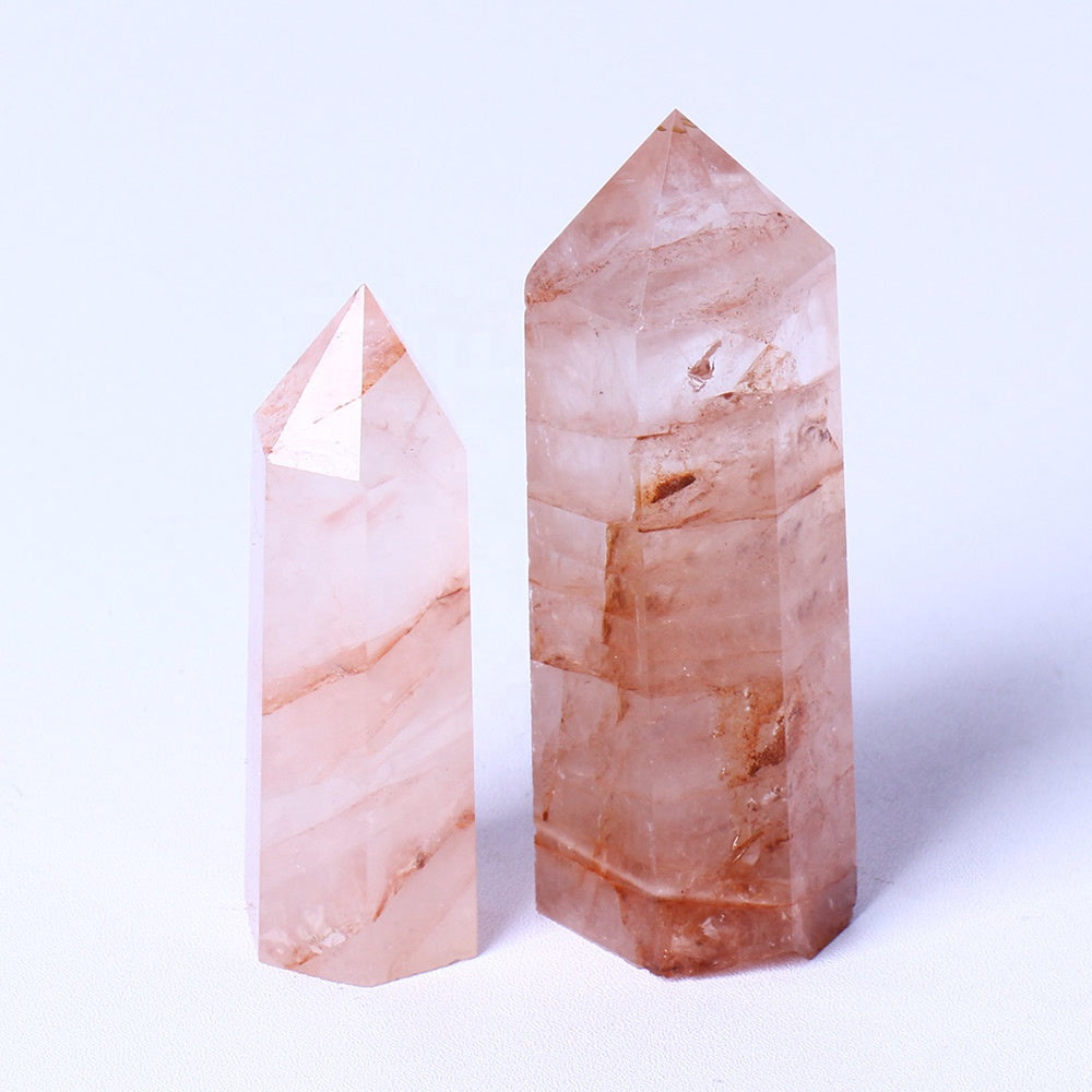 Natural Healing Crystal Stones Red Hematoid Quartz Obelisk Reiki Gemstone Wand Fire Quartz Crystal Tower Point For Decoration