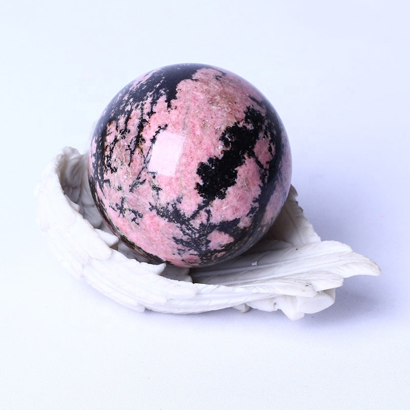 7High Quality Crystals Wholesale Bulk Natural Healing Gemstone Stones Rhodonite Spheres Polished Pink Crystal Balls For Fengshui