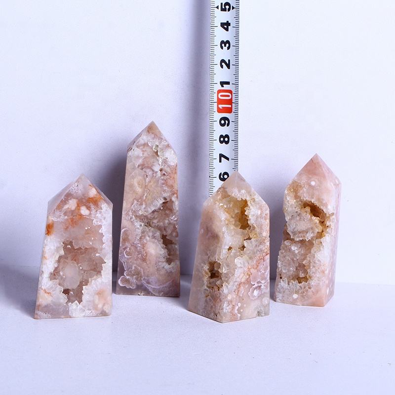 New Arrival Natural Healing Crystal Stone Purpel Wand Pink Agate Geode Point Quartz Crystal Tower For Gifts