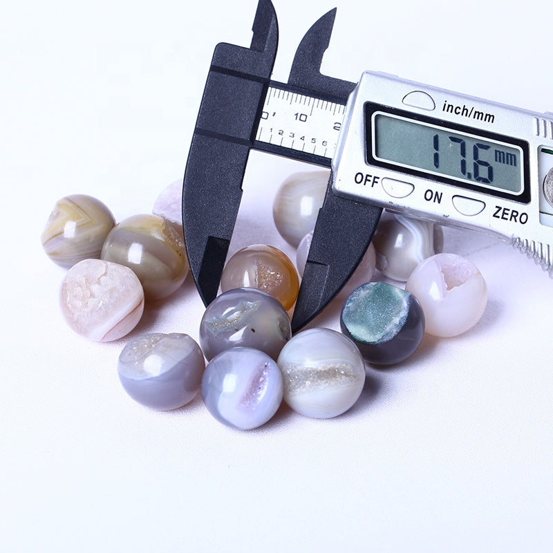 Wholesale High Quality Gemstone Natural Druzy Agate Open Mouth Laughed Mini Sphere For Home Decoration