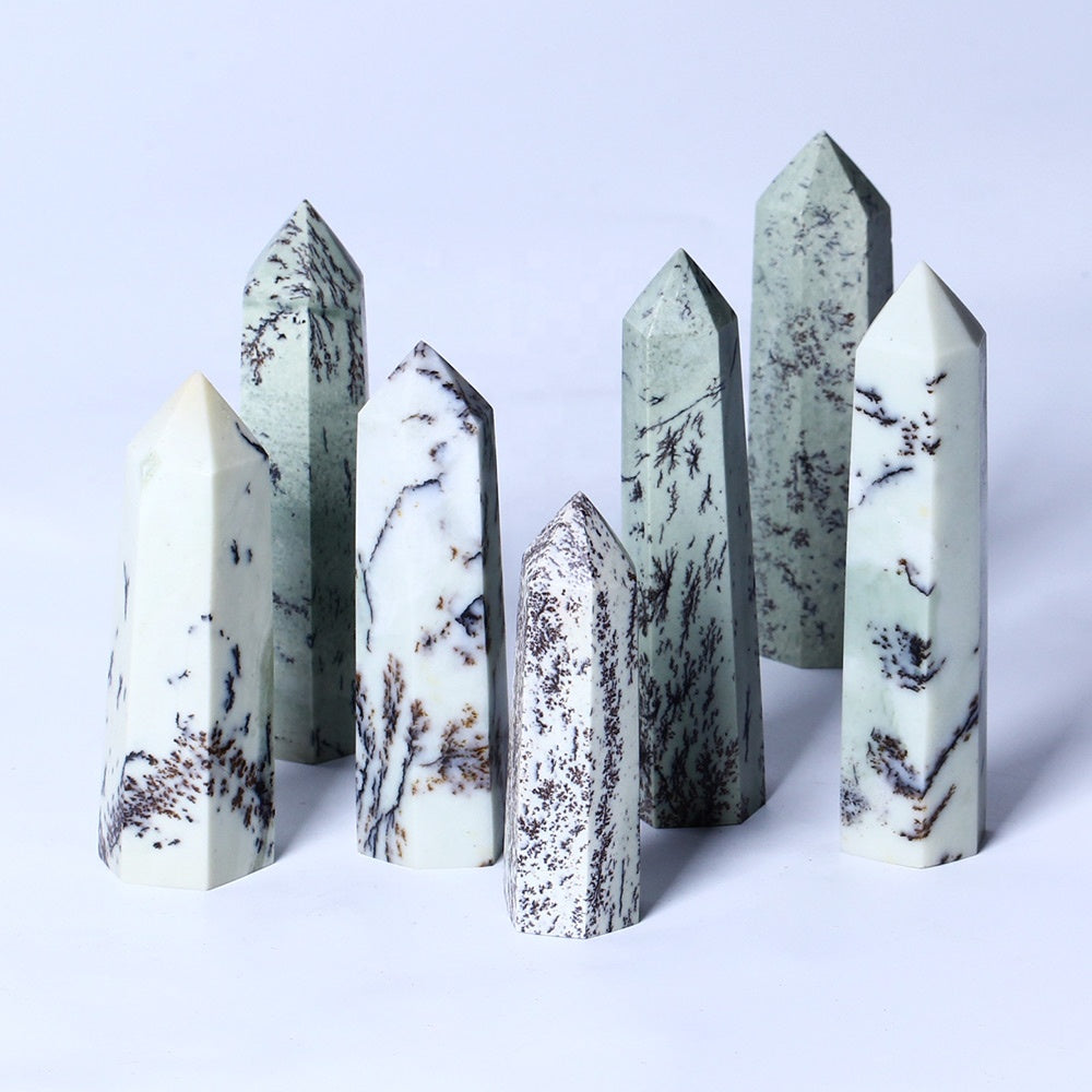 Crystals Healing Stones Tower Gemstones Point Wand Single Terminated Dendritic Opal Tower for Decoration Natural Home Decoration