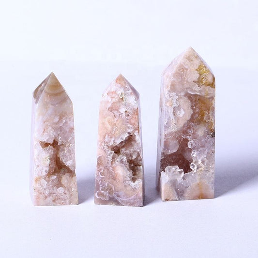 New Arrival Natural Healing Crystal Stone Purpel Wand Pink Agate Geode Point Quartz Crystal Tower For Gifts