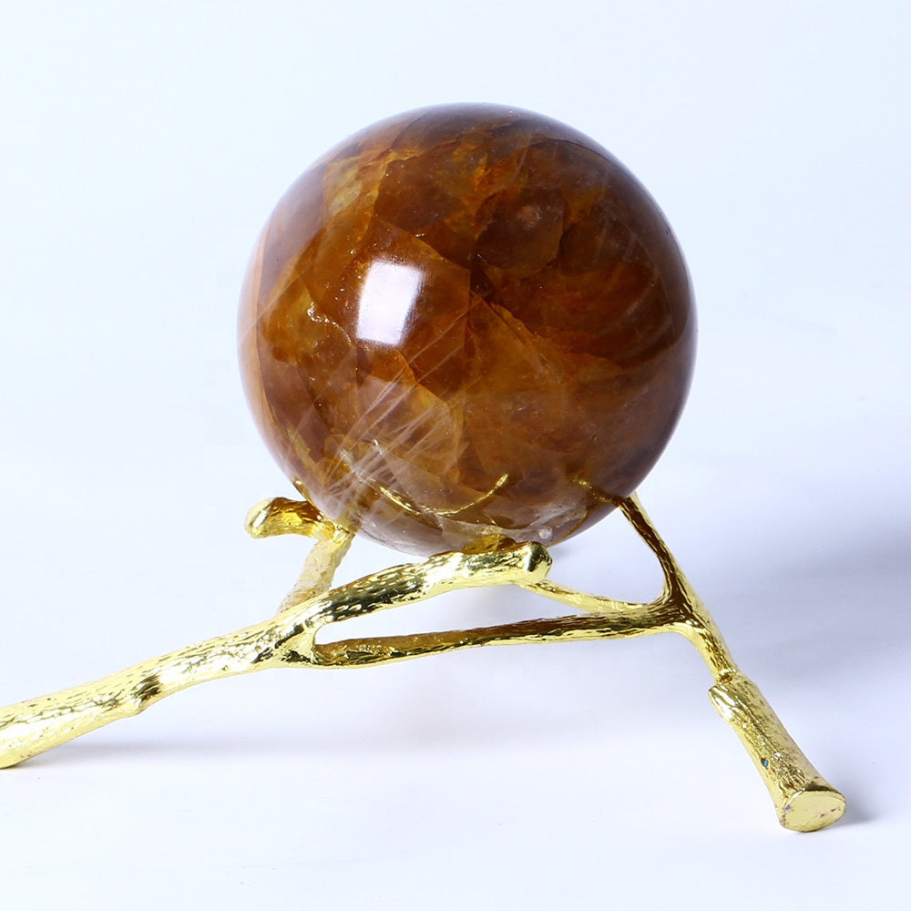 New Arrival Polished Gemstone Sphere Healing Crystal Ball Healer Quartz Spheres for Gift Golden Fire Quartz Home Decoration