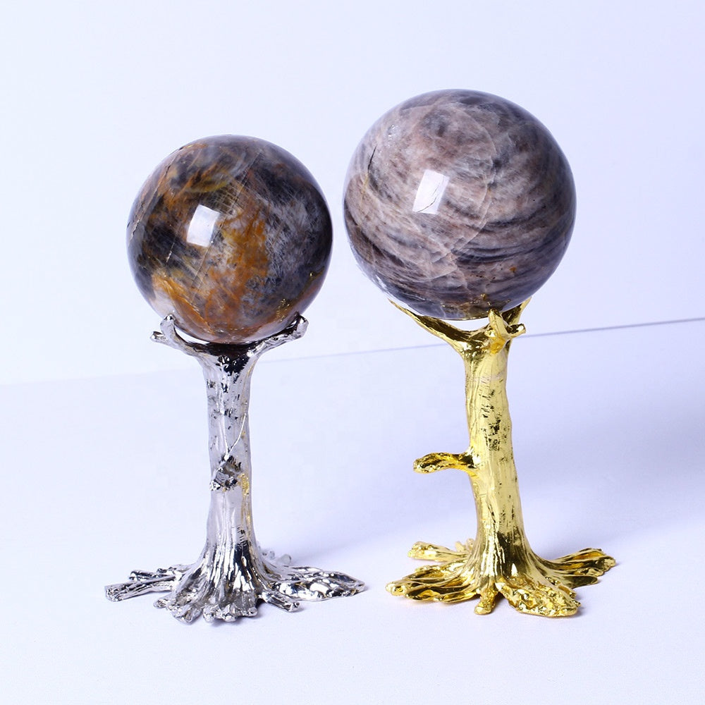 Wholesale Natural Gemstone Healing Stones Crystal Balls Black Moonstone Polished Spheres For Decoration