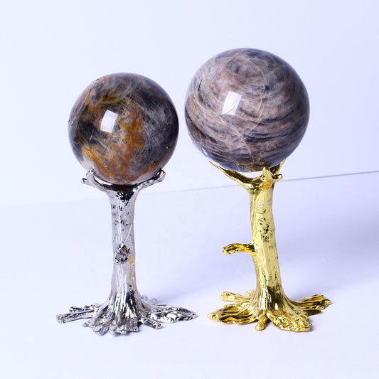 Wholesale Natural Gemstone Healing Stones Crystal Balls Black Moonstone Polished Spheres For Decoration