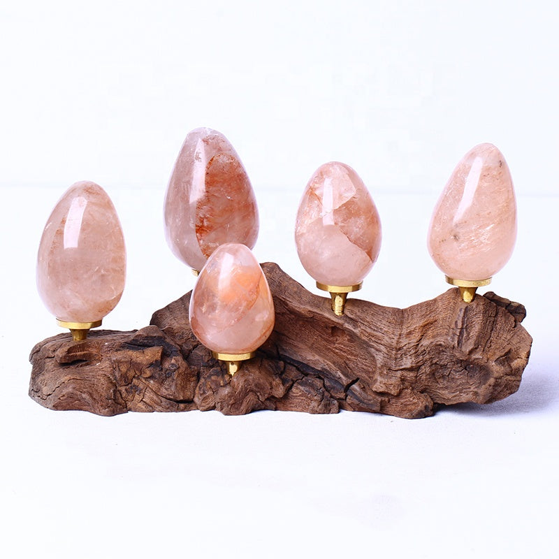 Healing Crystal Reiki Gemstone For Home Decoration Red Fire Quartz Eggs Crystal Spiritual Quartz