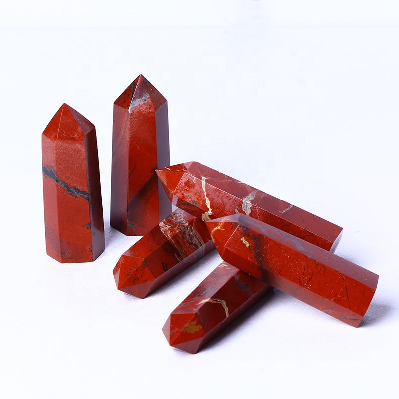 Natural Gemstone Wands High Quality Red Jasper Tower Crystal Point Healing Quartz Tower For Decoration