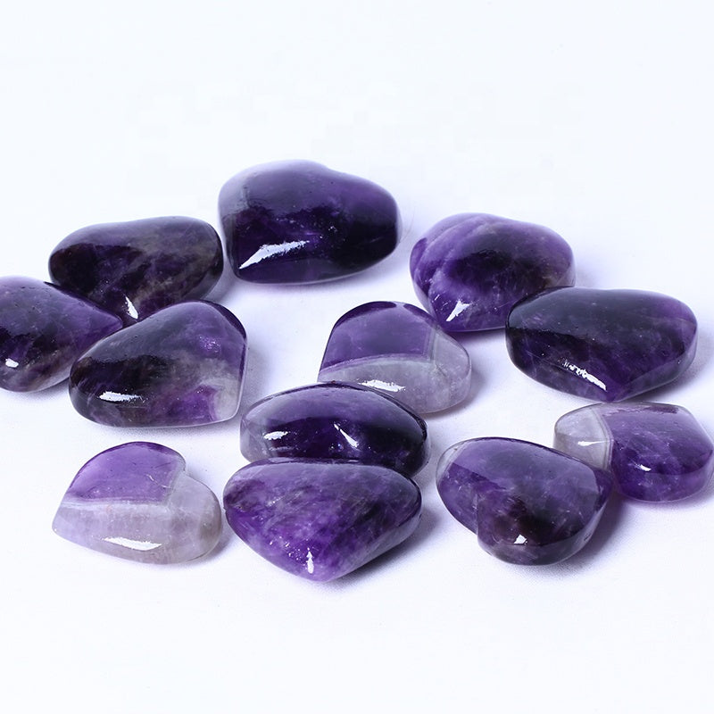 Wholesale Natural Carved Heart Shaped Polished Dream Amethyst Heart Quartz Crystal Heart For Gift