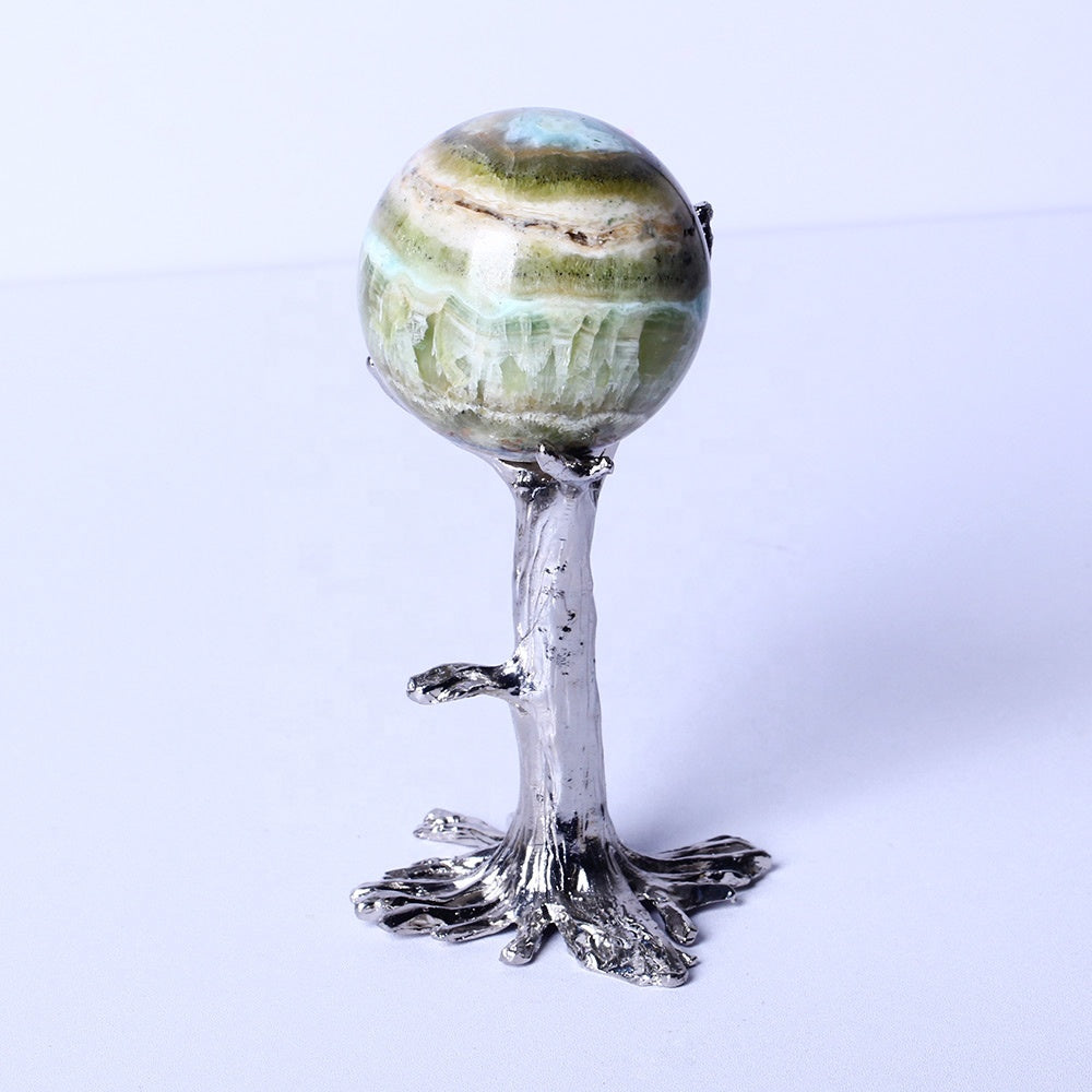 Wholesale Natural Gemstone Healing Crystal Stone Ball Green Caribbean Calcite Quartz Crystal Sphere Crystal Craft For Decoration