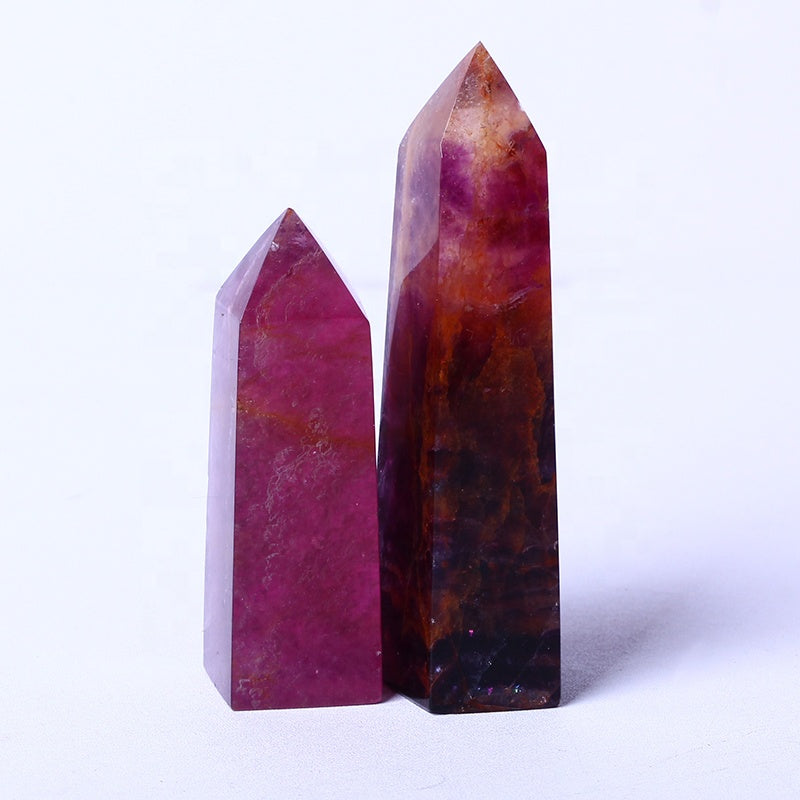 Wholesale Natural Crystal Rainbow Purple Fluorite Tower Point Healing Stone Druzy Gemstone For Home Decoration