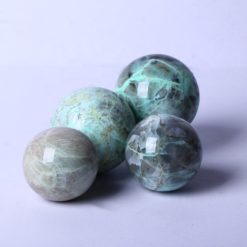 Wholesale Polished Healing Quartz Crystal ball High Quality Natural Gemstone Green Moonstone Crystal Spheres For Decoration