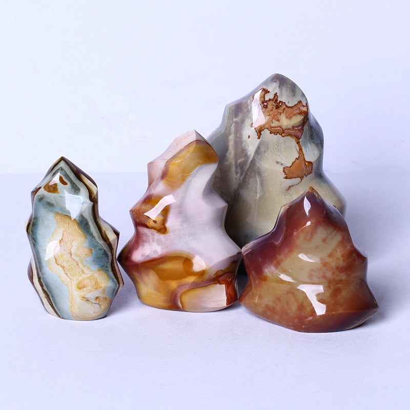 Healing Natural High Quality Crystal Rock Stone Mineral Specimen Rough Polychrome Flame Standing Stone For Home Decoration