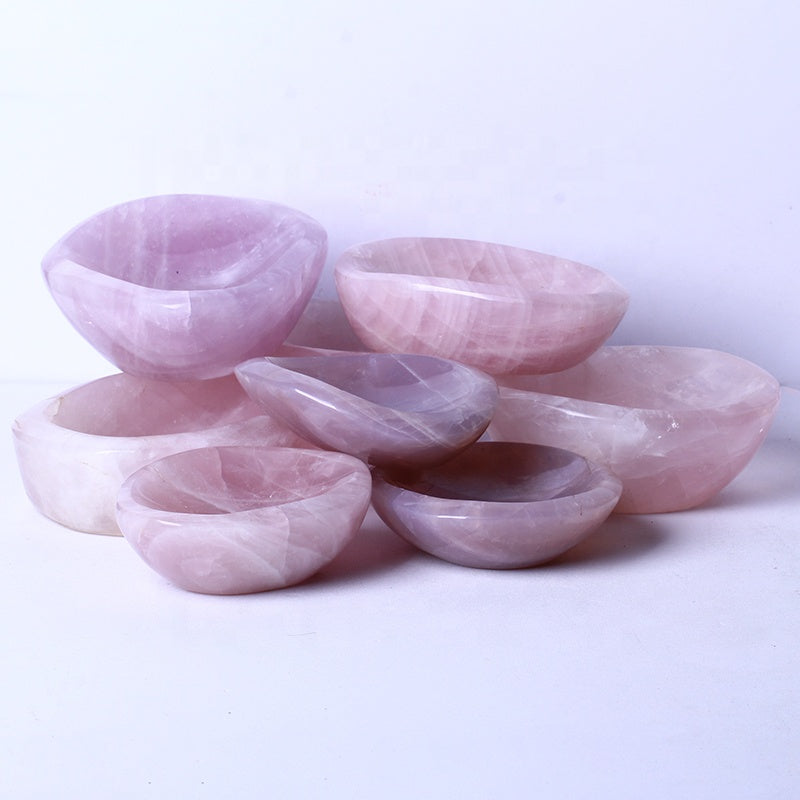 High Quality Polished Healing Quartz Bowl Various Size Purpel Rose Quartz Bowl Crystal Craft Bowl For Decoration