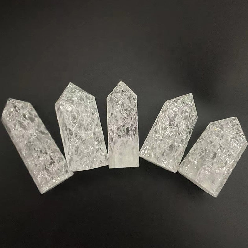 Wholesale Clear Quartz Snow Cracked Crystal Point Tower White Quartz Towers Crystal Points For Healing