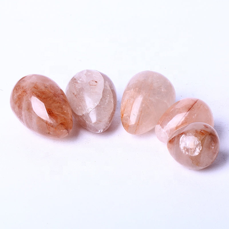 Healing Crystal Reiki Gemstone For Home Decoration Red Fire Quartz Eggs Crystal Spiritual Quartz
