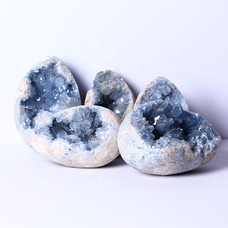 Wholesale Healing Natural High Quality Quartz Crystal Crafts Celestite Cluster Egg For Home Decoration