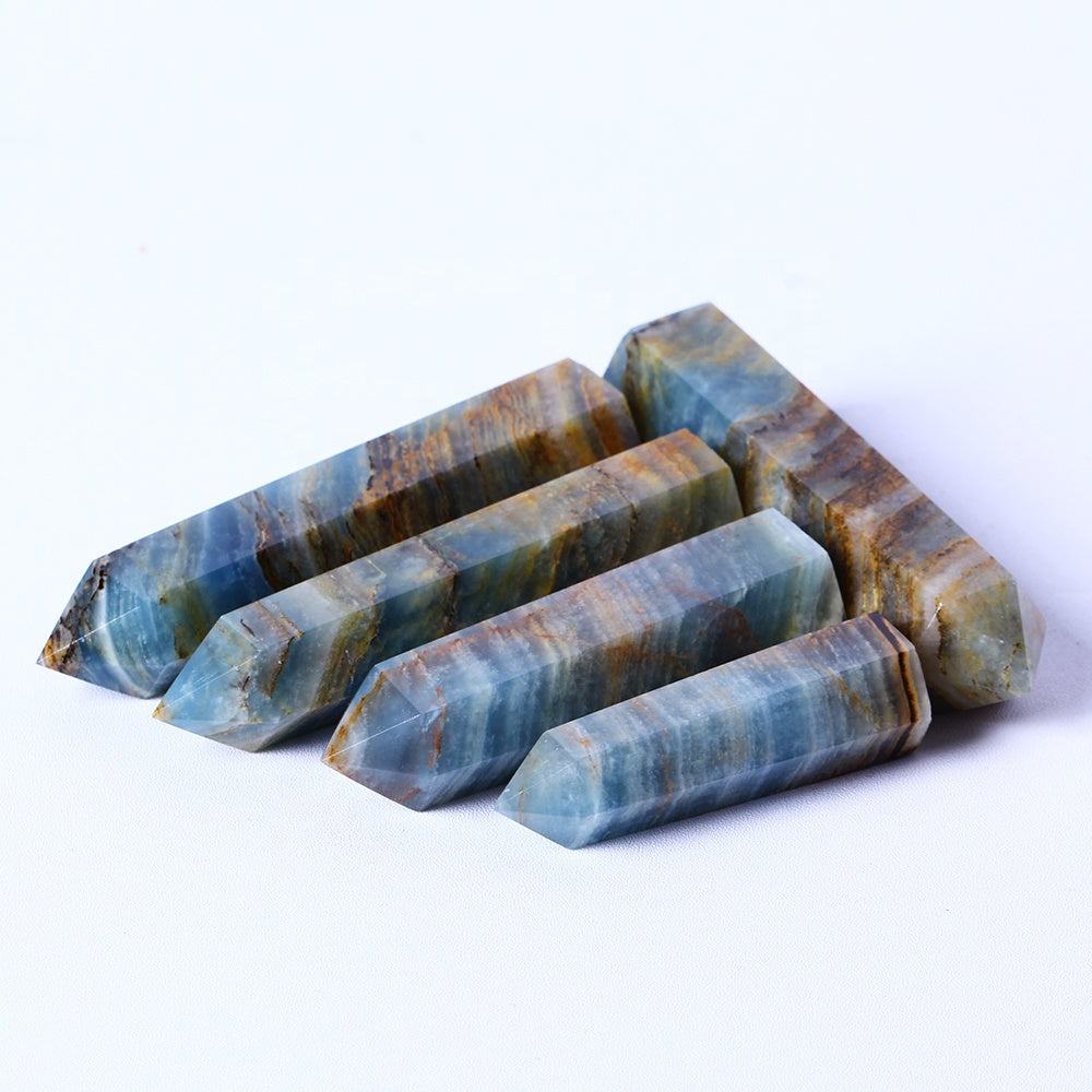 Wholesale Natural Healing Crystal Stones Raw Gemstone Healing Polished Wand Blue Onyx Tower Crystal Crafts Quartz Points For De