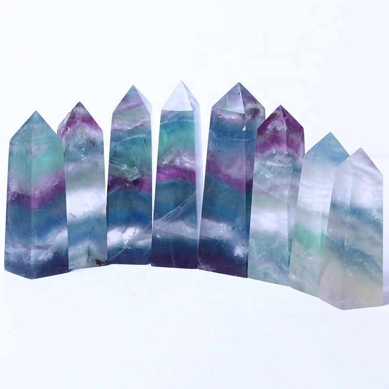 Wholesale Natural Crystal Rainbow Fluorite Tower Point Healing Stone Druzy Gemstone For Home Decoration