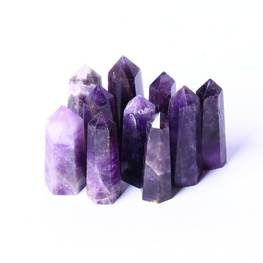 Wholesale Natural Healing Crystal Obelisk Wand Reiki Gemstone Point Amethyst Tower For Decoration