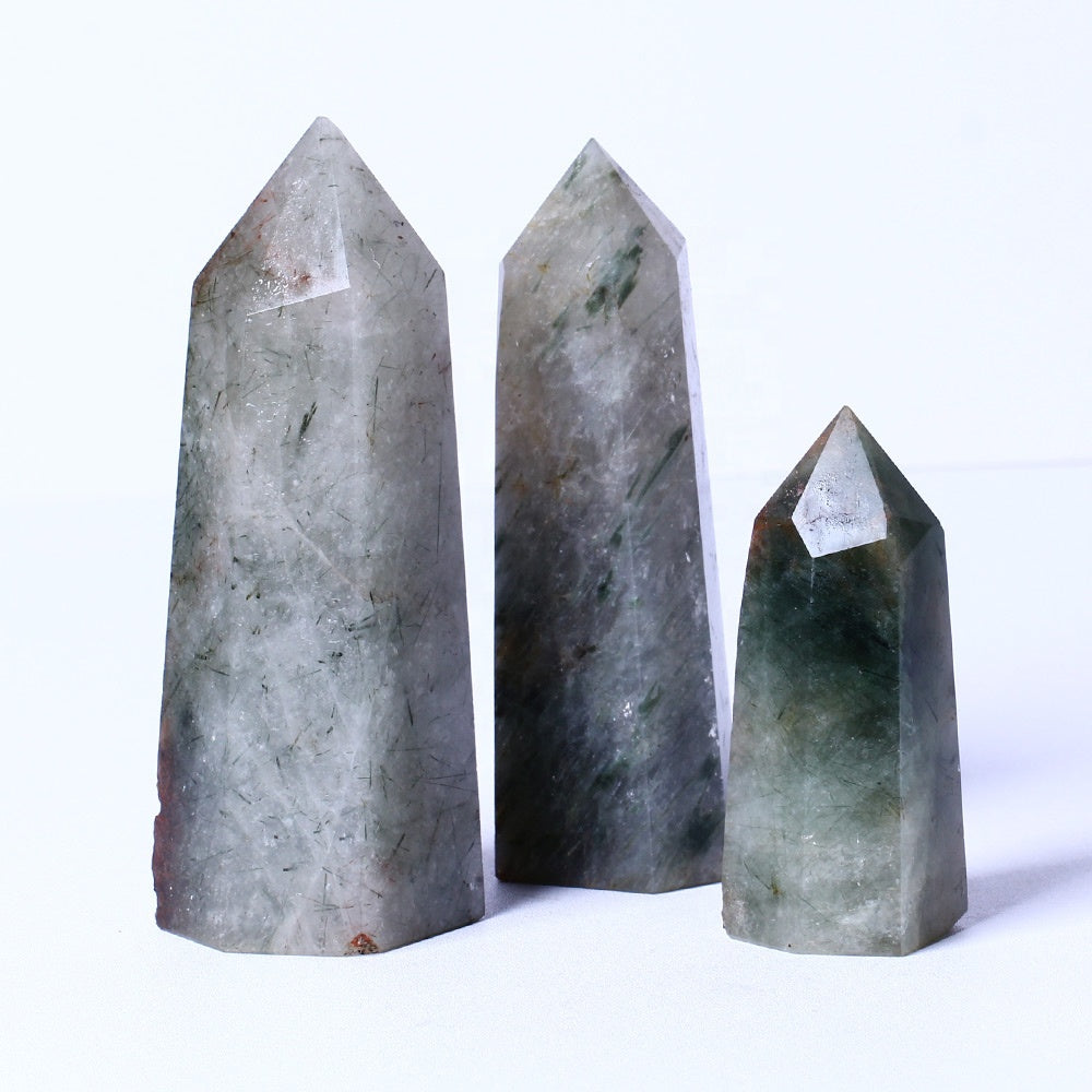 Wholesale Natural Healing Crystal Stones Raw Gemstone Green Black Tourmaline Tower Crystal Crafts Quartz Points For Decoration