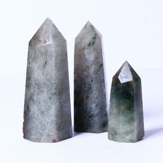 Wholesale Natural Healing Crystal Stones Raw Gemstone Green Black Tourmaline Tower Crystal Crafts Quartz Points For Decoration