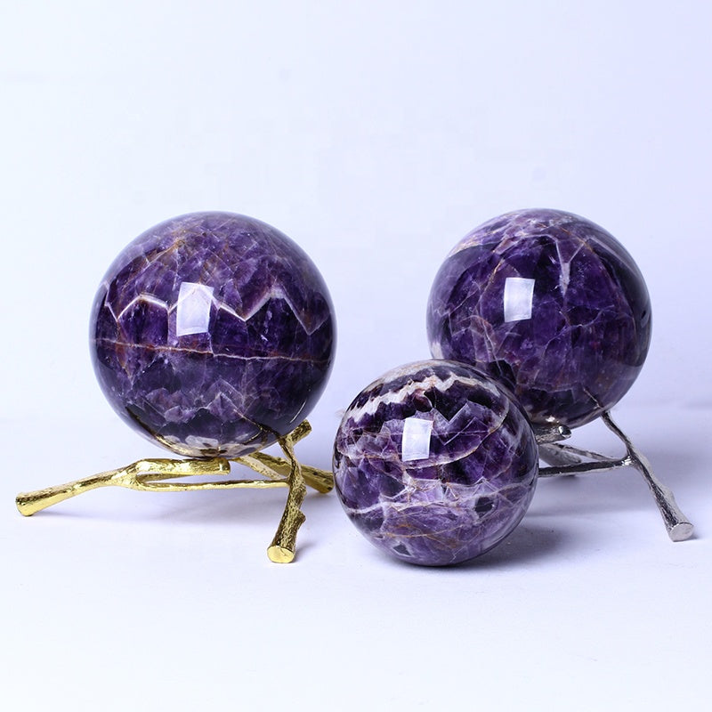 Wholesale Bulk Natural Healing Stones Brazil Uruguay Dream Amethyst Sphere Huge Size Balls Crystal Crafts For Decoration