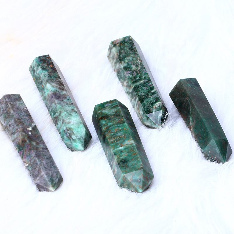 Wholesale Natural Crystal Tower Raw Gemstone Wand Healing Stone Chinese Ruby Zoisite Tower Quartz Crystal Tower For Decoration