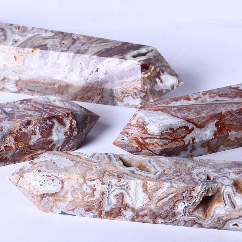 Healing Crystal Stone Wand Natural Carved Gemstone Crystal Large Wand Polished Mexican Agate Point Tower For Healing