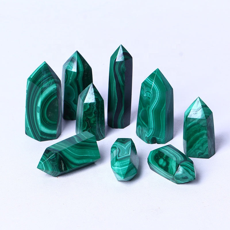 Wholesale Natural Gemstone Wands Polished Crystal Healing Obelisk Mini Malachite Tower Crystal Points For Gift And Decoration