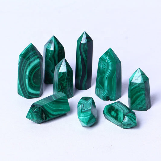 Wholesale Natural Gemstone Wands Polished Crystal Healing Obelisk Mini Malachite Tower Crystal Points For Gift And Decoration