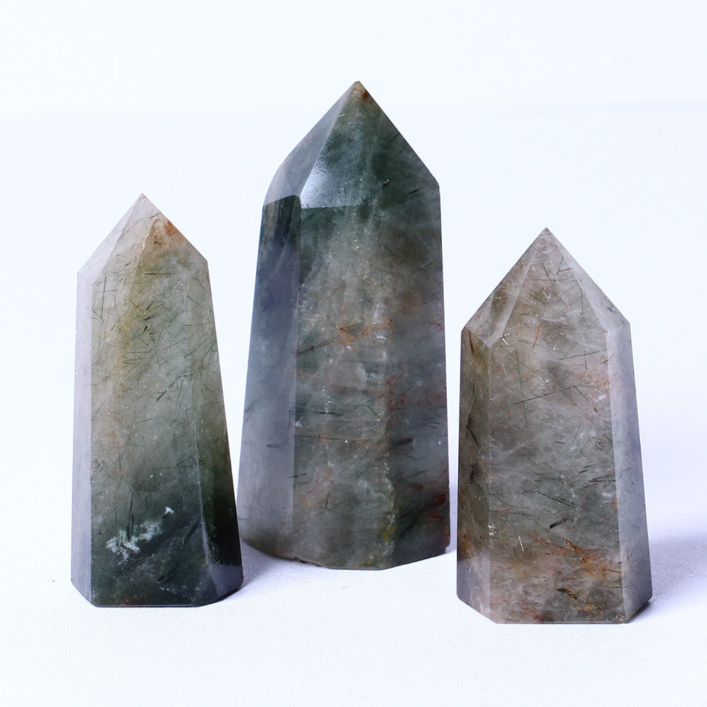 Wholesale Natural Healing Crystal Stones Raw Gemstone Green Black Tourmaline Tower Crystal Crafts Quartz Points For Decoration