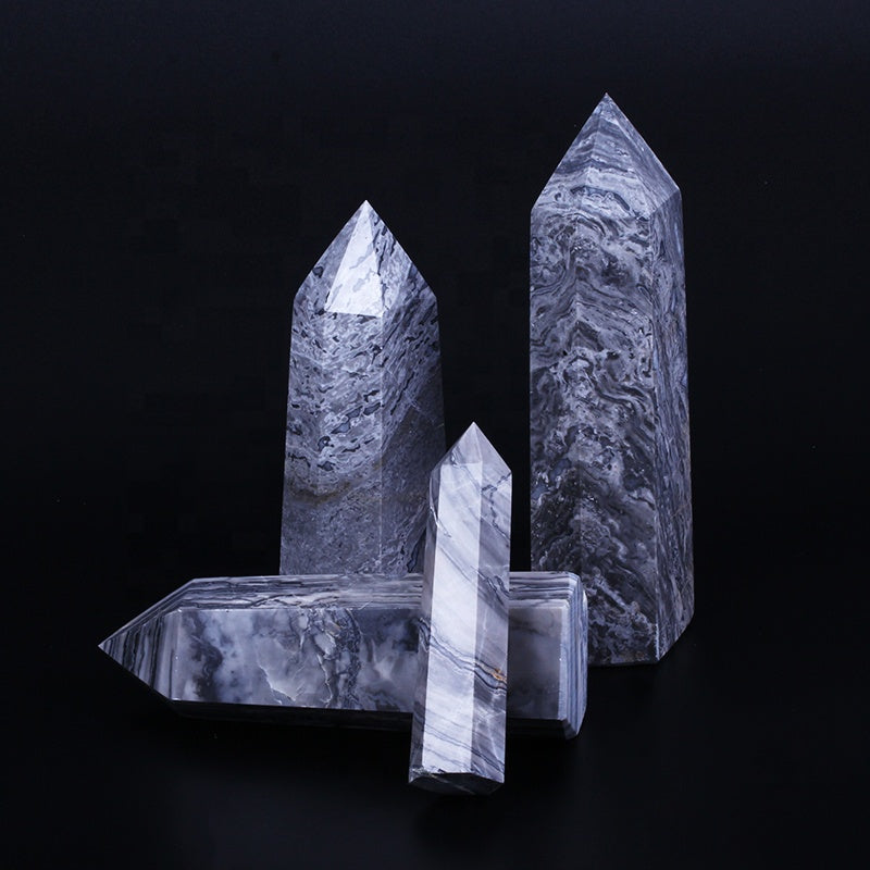wholesale natural crystal wand Picasso Jasper quartz crystal point tower for healing