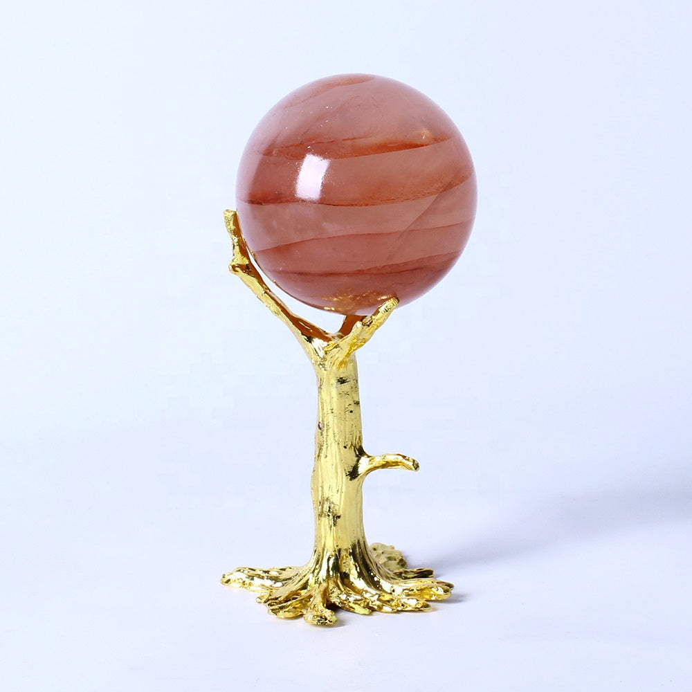 Natural High Quality Healing Crystal Ball Red Clear Fire Quartz Crystal Sphere Crystal Crafts For Home Decoration