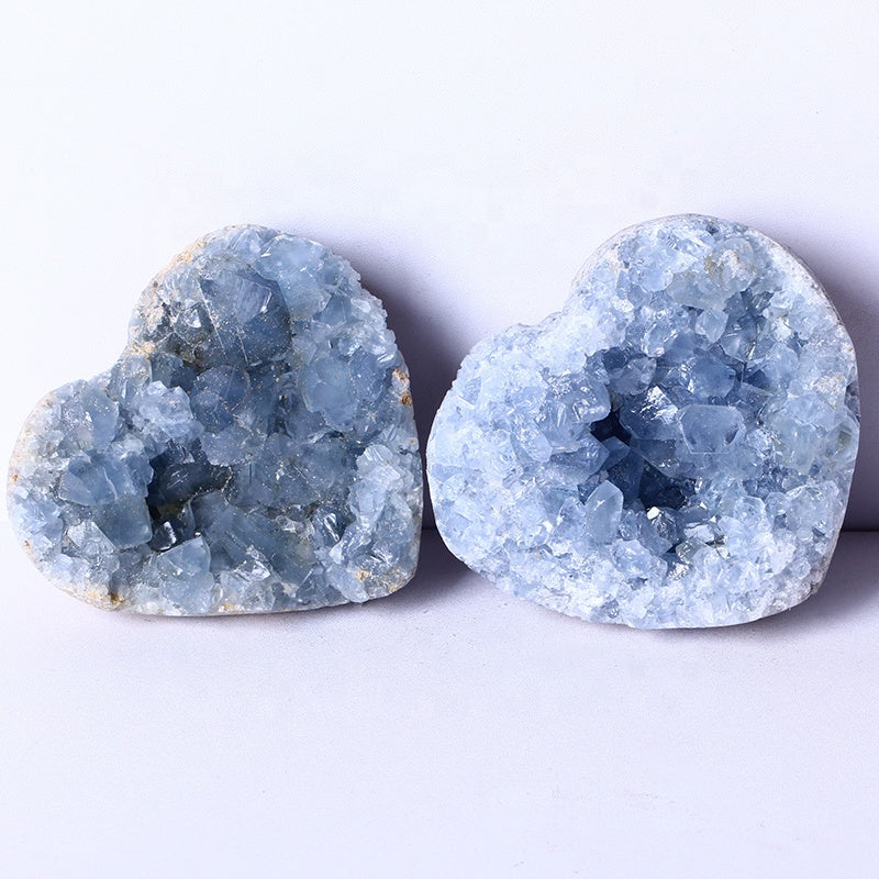 High Quality Natural Crystal Healing Stone Rough Celestile Cluster Heart Carved Hearts Gemstone Heart For Gifts