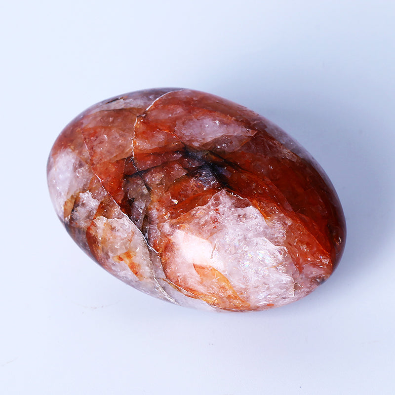 Wholesale Natural Crystal Quartz Palm Healing Stone Fire Quartz Palm Stone For Decoration